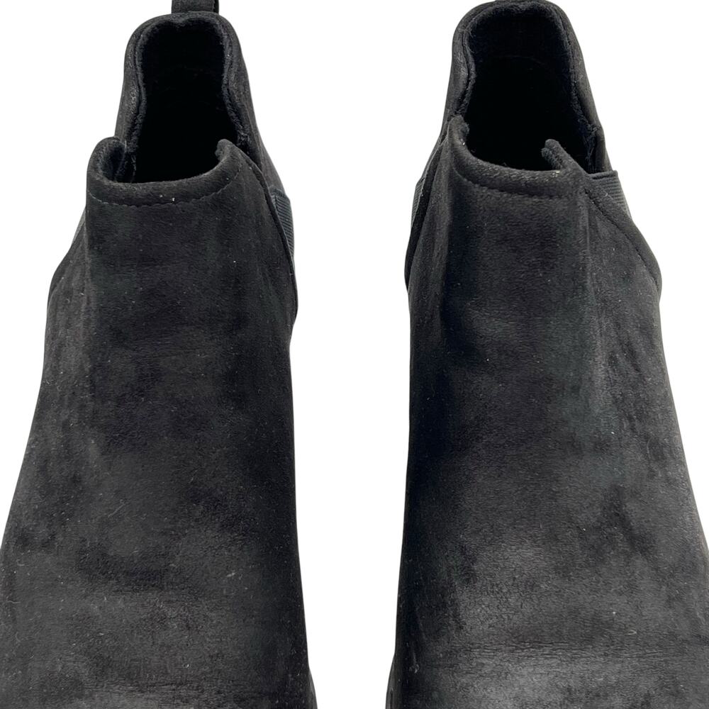 Crown Vintage Chelsea Size 11 Chunky Heel Ankle Boots Booties Black Slip On - Picture 14 of 15